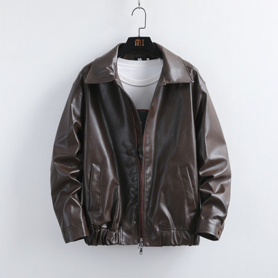 Toamnă 2023, noi jachete din piele pentru bărbați, versiunea coreeană, jachetă din piele pentru motocicletă, subțire, paltoane pentru bărbați PU