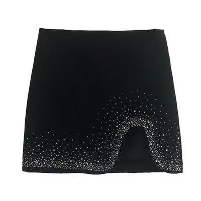 Letná dámska móda, trblietavý dizajn, nepravidelná zamatová mini sukňa, Faldas Mujer, elegantná sukňa na bočný zips