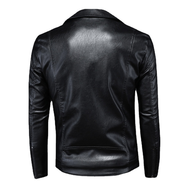 Pánska klopová viacvrecková kožená moderná motocyklová kožená bunda z roku 2023, britský jednoduchý zips, tenký ležérny pánsky odev.