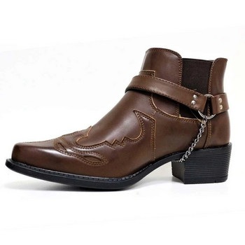 Νέο στυλ Κοντές μπότες Μόδα Ζώνη Προσωπικότητας Πόρπη Χοντρό τακούνι 45 κοντές μπότες Ανδρικές μπότες Παπούτσια Ανδρικά Ανδρικά παπούτσια