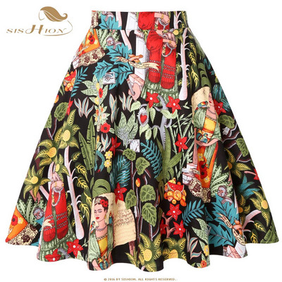 2023. Nova elegantna zelena suknja visokog struka Jednobojna Ljeto Proljeće Swing 50-ih Vintage Retro Rockabilly Midi suknje A kroja Faldas