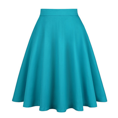 2023. Nova elegantna zelena suknja visokog struka Jednobojna Ljeto Proljeće Swing 50-ih Vintage Retro Rockabilly Midi suknje A kroja Faldas