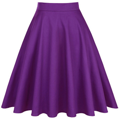 2023. Nova elegantna zelena suknja visokog struka Jednobojna Ljeto Proljeće Swing 50-ih Vintage Retro Rockabilly Midi suknje A kroja Faldas