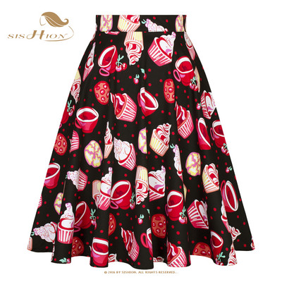 2023. Nova elegantna zelena suknja visokog struka Jednobojna Ljeto Proljeće Swing 50-ih Vintage Retro Rockabilly Midi suknje A kroja Faldas