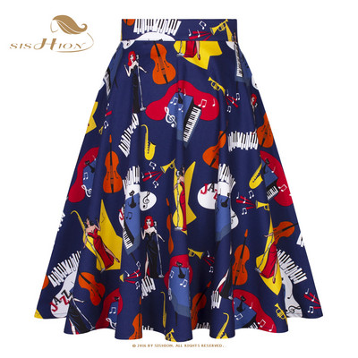 2023. Nova elegantna zelena suknja visokog struka Jednobojna Ljeto Proljeće Swing 50-ih Vintage Retro Rockabilly Midi suknje A kroja Faldas