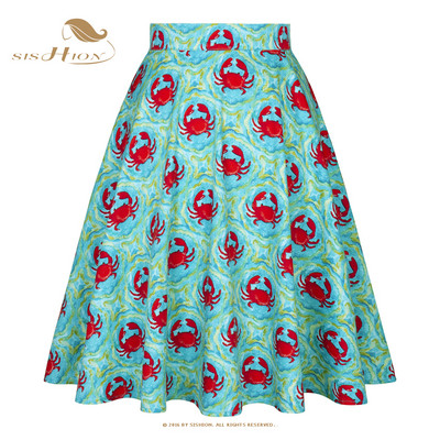 2023. Nova elegantna zelena suknja visokog struka Jednobojna Ljeto Proljeće Swing 50-ih Vintage Retro Rockabilly Midi suknje A kroja Faldas