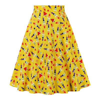 2023. Nova elegantna zelena suknja visokog struka Jednobojna Ljeto Proljeće Swing 50-ih Vintage Retro Rockabilly Midi suknje A kroja Faldas