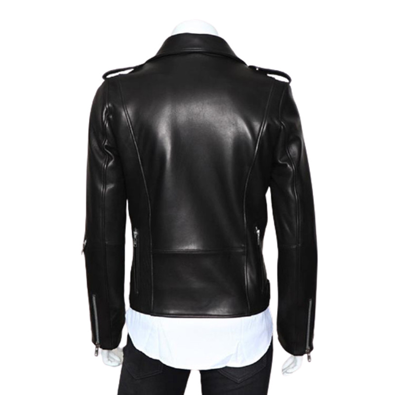 Jachetă din piele pentru motocicletă pentru bărbați, marcă coreeană, cu fermoar, negru, pentru motociclist, pentru bărbați.