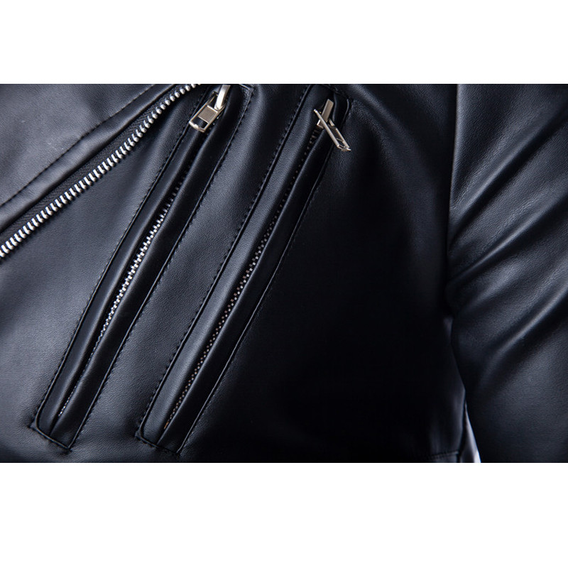 Jachetă din piele pentru motocicletă pentru bărbați, marcă coreeană, cu fermoar, negru, pentru motociclist, pentru bărbați.