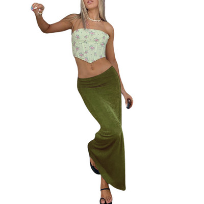 2023 Nouă fustă lungă lungă strânsă de bază pentru femei, cu talie mijlocie, culoare uni, frumusețe, fustă midi, îmbrăcăminte de stradă