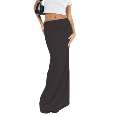 2023 Nouă fustă lungă lungă strânsă de bază pentru femei, cu talie mijlocie, culoare uni, frumusețe, fustă midi, îmbrăcăminte de stradă