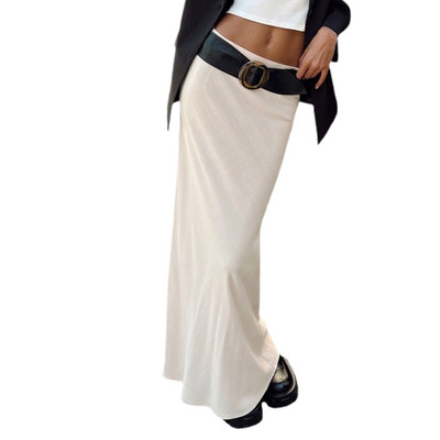 2023 Nouă fustă lungă lungă strânsă de bază pentru femei, cu talie mijlocie, culoare uni, frumusețe, fustă midi, îmbrăcăminte de stradă