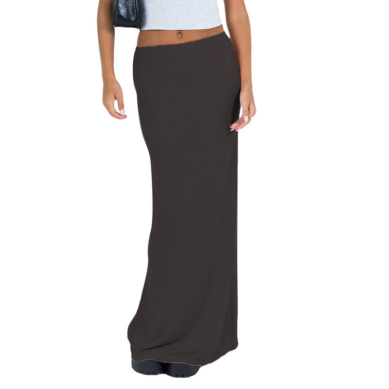 2023 Nouă fustă lungă lungă strânsă de bază pentru femei, cu talie mijlocie, culoare uni, frumusețe, fustă midi, îmbrăcăminte de stradă