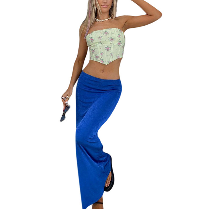 2023 Nouă fustă lungă lungă strânsă de bază pentru femei, cu talie mijlocie, culoare uni, frumusețe, fustă midi, îmbrăcăminte de stradă