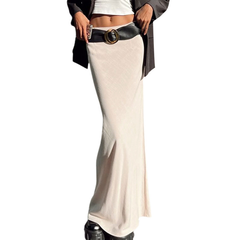 2023 Nouă fustă lungă lungă strânsă de bază pentru femei, cu talie mijlocie, culoare uni, frumusețe, fustă midi, îmbrăcăminte de stradă