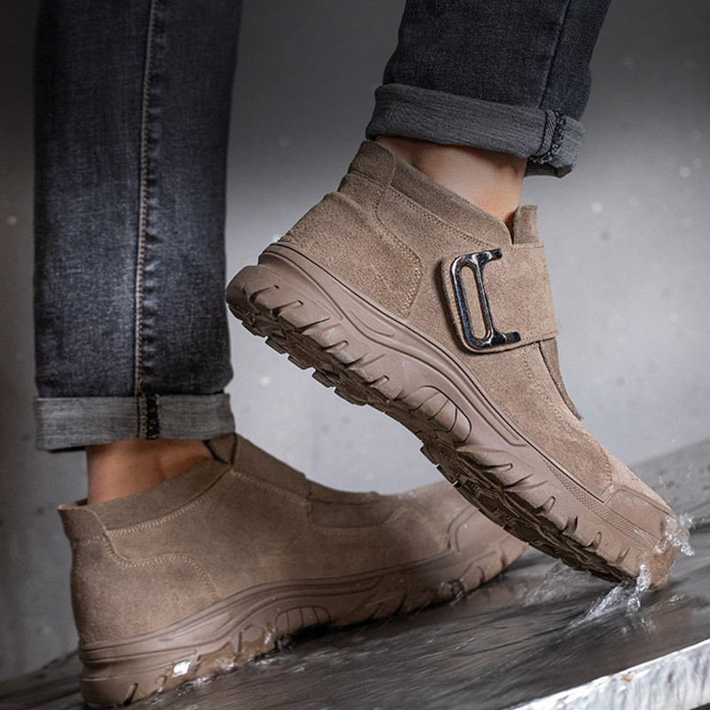 Pantofi de siguranță pentru sudare anti-opărire Cizme de siguranță indestructibile anti zdrobire Cizme de lucru cu vârf de oțel Pantofi de protecție de securitate pentru bărbați