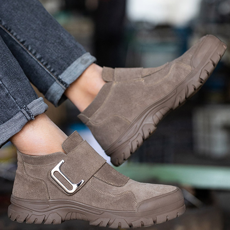 Pantofi de siguranță pentru sudare anti-opărire Cizme de siguranță indestructibile anti zdrobire Cizme de lucru cu vârf de oțel Pantofi de protecție de securitate pentru bărbați