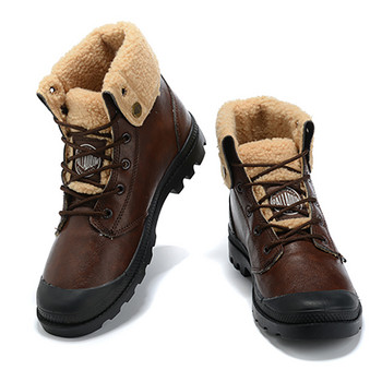 PALLADIUM Χειμερινές Μπότες για Ανδρικά Μποτάκια Vintage Δερμάτινη Υφή Λούτρινα Μόδα Παπούτσια Μοτοσικλέτας Στρατιωτικές Μπότες Τακτικής
