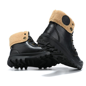 PALLADIUM Χειμερινές Μπότες για Ανδρικά Μποτάκια Vintage Δερμάτινη Υφή Λούτρινα Μόδα Παπούτσια Μοτοσικλέτας Στρατιωτικές Μπότες Τακτικής