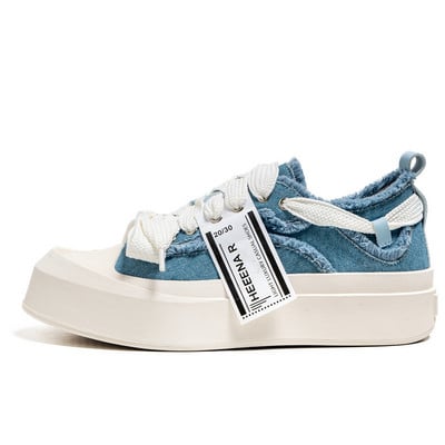 Nové jarné pánske plátené topánky s hrubou podrážkou a šnurovaním, ležérne, protišmykové, priedušné, univerzálne, trendy, pevné topánky pre mužov 2023