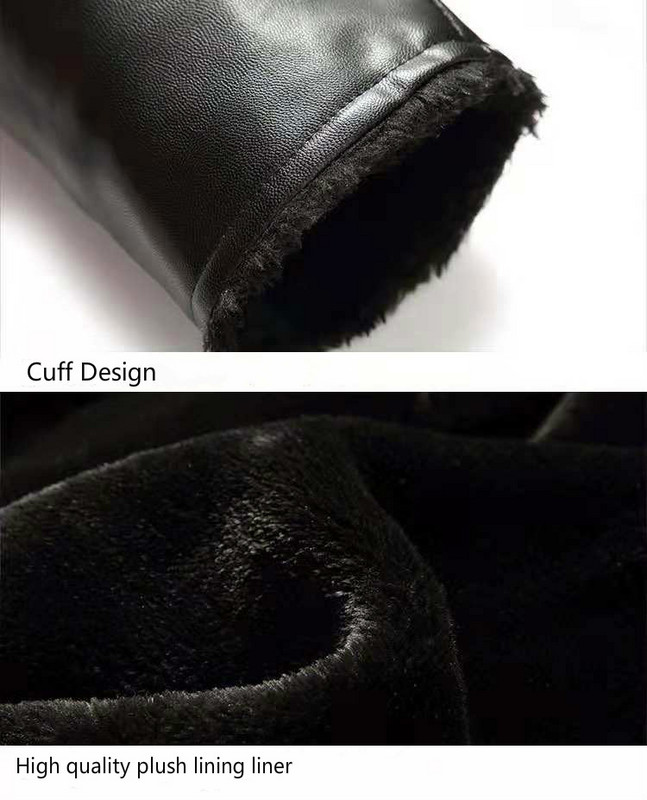 Guler de blană artificială de iarnă din piele PU pentru bărbați, catifelată, groasă, caldă, pufoasă, cu mânecă lungă, ocazională, neagră, jachetă de vânt pentru bărbați, mărime mare