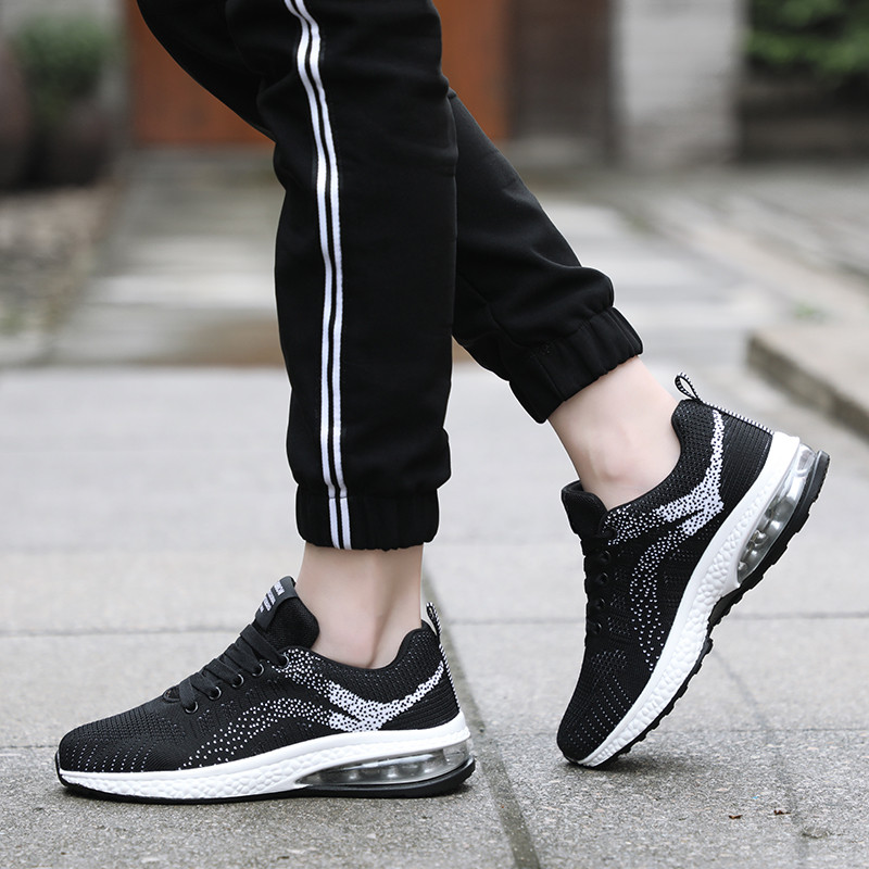 Pantofi de alergare Moda pentru bărbați Sporturi atletice Pantofi de amortizare cu lamă Pantofi de jogging tricotat Pantofi de bărbați ușori cu imprimeu cu flacără