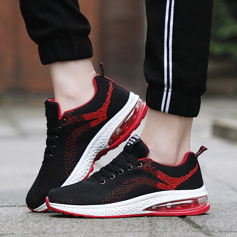 Pantofi de alergare Moda pentru bărbați Sporturi atletice Pantofi de amortizare cu lamă Pantofi de jogging tricotat Pantofi de bărbați ușori cu imprimeu cu flacără