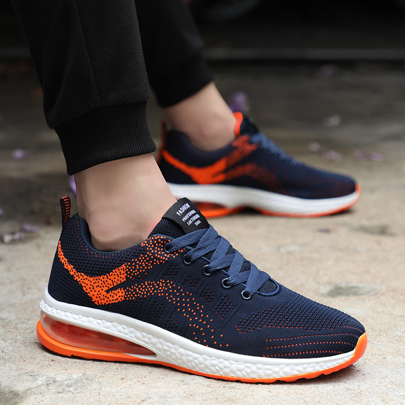 Pantofi de alergare Moda pentru bărbați Sporturi atletice Pantofi de amortizare cu lamă Pantofi de jogging tricotat Pantofi de bărbați ușori cu imprimeu cu flacără