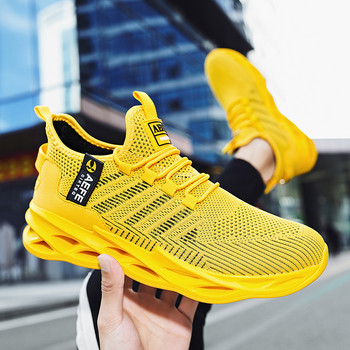 Fashion Breathable Platform Ανδρικά παπούτσια με κορδόνια 2023 New Men Mesh Sport Shoes Casual Yellow Casual Sneakers Zapatos Para Hombres