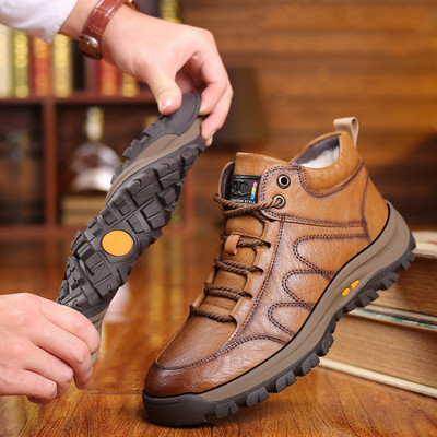 Χειμερινές ζεστές ανδρικές μπότες  από γούνα από μαλλί Μποτάκια χιονιού εξωτερικού χώρου Χειροποίητα αδιάβροχα, αντιολισθητικά, αντιολισθητικά μποτάκια Botas Mujer