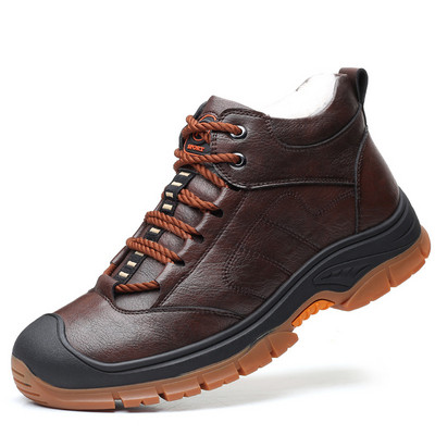 Χειμερινές ζεστές ανδρικές μπότες  από γούνα από μαλλί Μποτάκια χιονιού εξωτερικού χώρου Χειροποίητα αδιάβροχα, αντιολισθητικά, αντιολισθητικά μποτάκια Botas Mujer