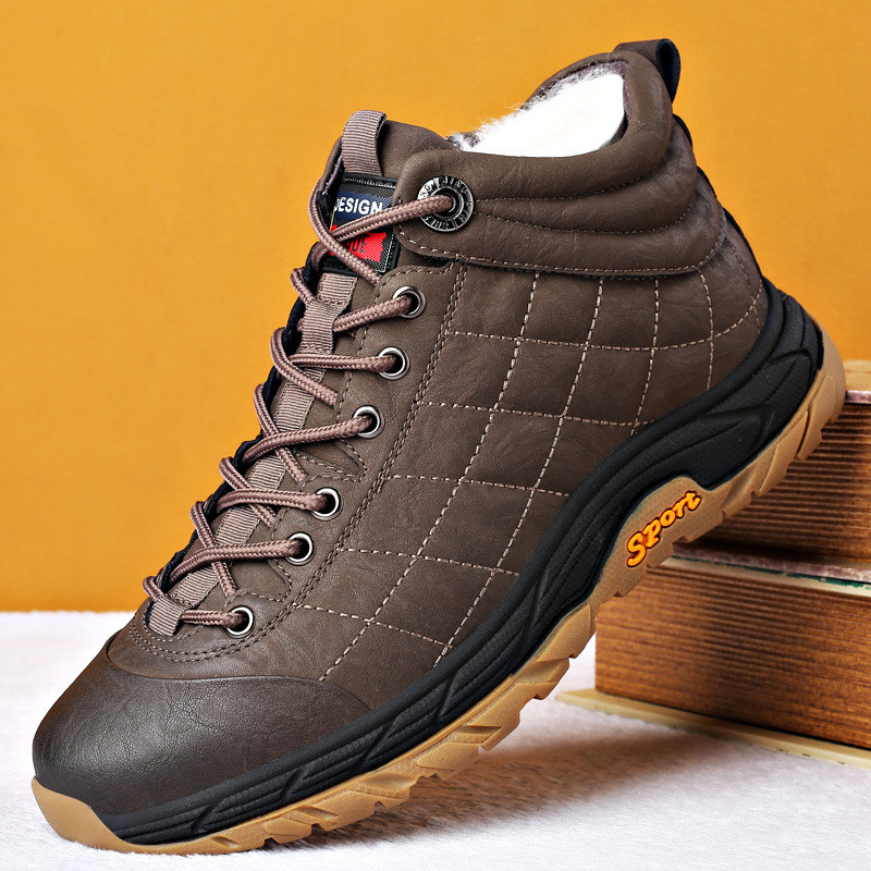 Χειμερινές ζεστές ανδρικές μπότες  από γούνα από μαλλί Μποτάκια χιονιού εξωτερικού χώρου Χειροποίητα αδιάβροχα, αντιολισθητικά, αντιολισθητικά μποτάκια Botas Mujer