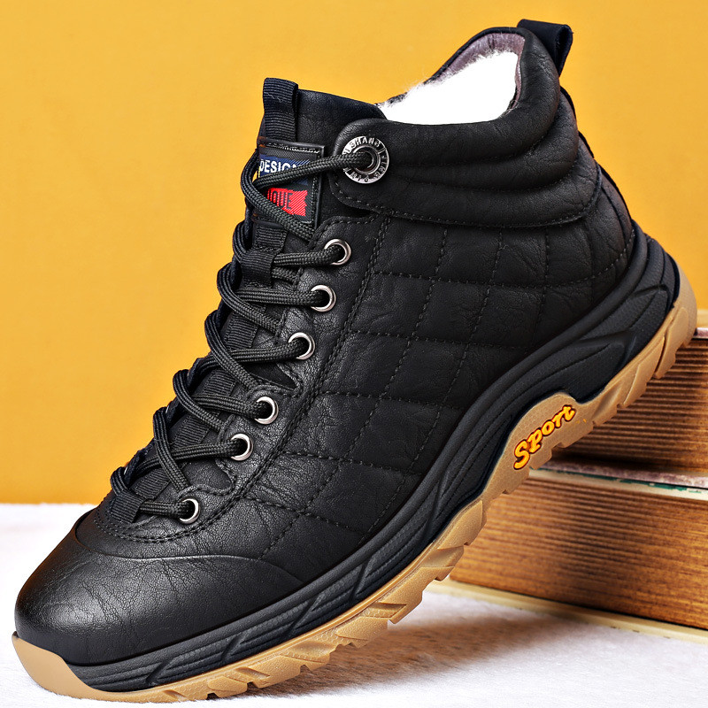 Χειμερινές ζεστές ανδρικές μπότες  από γούνα από μαλλί Μποτάκια χιονιού εξωτερικού χώρου Χειροποίητα αδιάβροχα, αντιολισθητικά, αντιολισθητικά μποτάκια Botas Mujer