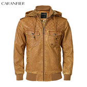 CARANFIER Jachetă din piele PU pentru bărbați, locomotivă, haine de iarnă, căptușite cu lână, pentru motocicliști, îmbrăcăminte exterioară caldă