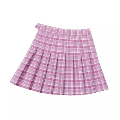 Violet femei fuste plisate cu talie înaltă femeie în carouri fustă mini stil preppy fuste ocazionale pentru femei fuste scurte dulci A-line pentru femei