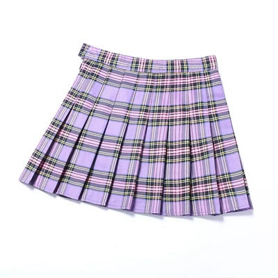 Violet femei fuste plisate cu talie înaltă femeie în carouri fustă mini stil preppy fuste ocazionale pentru femei fuste scurte dulci A-line pentru femei