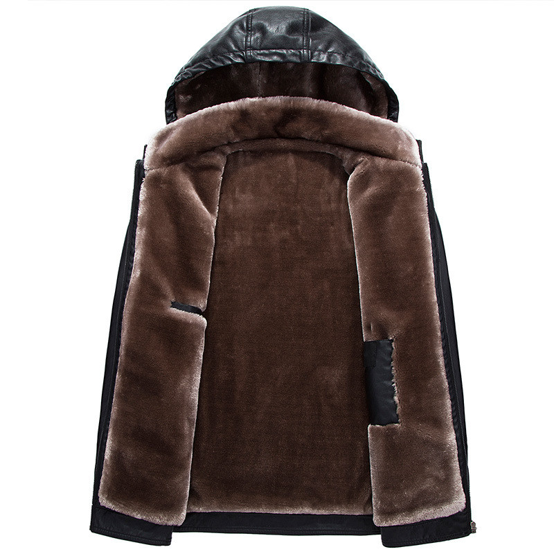 Zimska kožna jakna od -20 stupnjeva, muška debela topla PU umjetna koža, muška vjetrovka, kaput od flisa s kapuljačom, muške motociklističke jakne