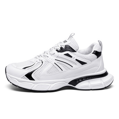 Pantofi casual cu platformă din plasă pentru bărbați Pantofi solizi cu șireturi pentru bărbați Pantofi sport de mică adâncime, anti-alunecare, confortabili