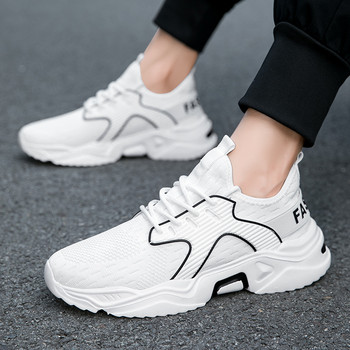 Нови мъжки обувки Модни спортни на открито Класически плюс размер 37-45 Бели обувки Плитки обувки с връзки за мъже Дишащи маратонки