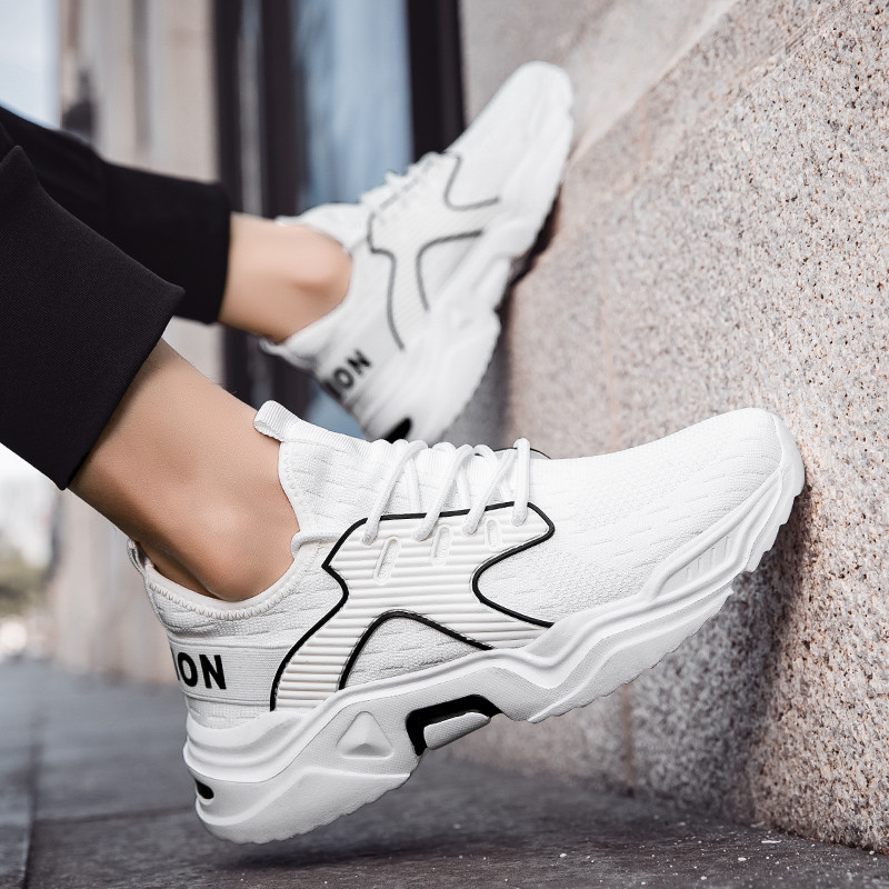 Nové pánske topánky, módne outdoorové športové klasické, plus veľkosť 37-45, biele topánky so šnurovacími plytkými topánkami pre mužov, priedušné tenisky