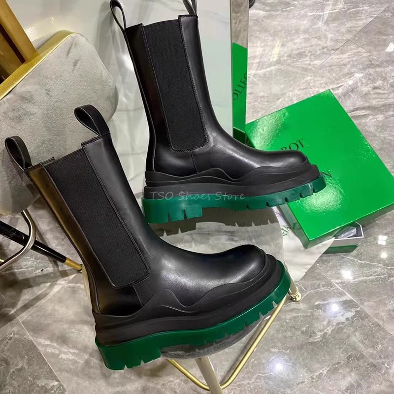 Gležnjače s debelim potplatom za muškarce i žene Kožne Chelsea čizme s elastičnom podlogom Cipele za par Cipele za dimnjak Kratke čizme Veličina 34-45