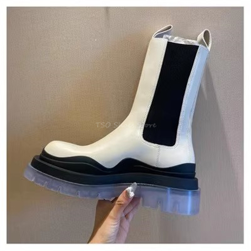 Gležnjače s debelim potplatom za muškarce i žene Kožne Chelsea čizme s elastičnom podlogom Cipele za par Cipele za dimnjak Kratke čizme Veličina 34-45