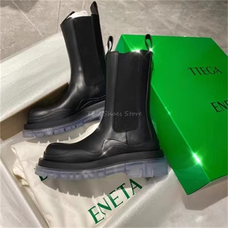 Gležnjače s debelim potplatom za muškarce i žene Kožne Chelsea čizme s elastičnom podlogom Cipele za par Cipele za dimnjak Kratke čizme Veličina 34-45