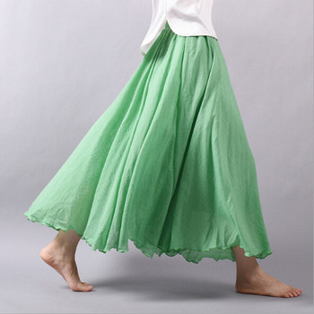 14 Χρώματα Λινό Maxi Φούστα Πλισέ Vintage Boho Maxi Long Casual βαμβακερή φούστα παραλίας Empire A-Line Γυναικεία ρούχα