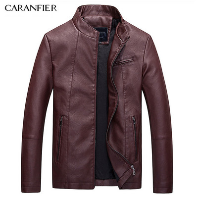 CARANFIER Muške kožne jakne Zimski kaputi Muški Velvet Debela modna umjetna vanjska odjeća Pilotska biciklistička motociklistička muška poslovna jakna