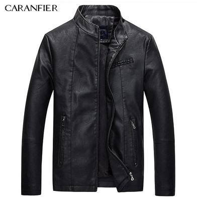 CARANFIER Muške kožne jakne Zimski kaputi Muški Velvet Debela modna umjetna vanjska odjeća Pilotska biciklistička motociklistička muška poslovna jakna
