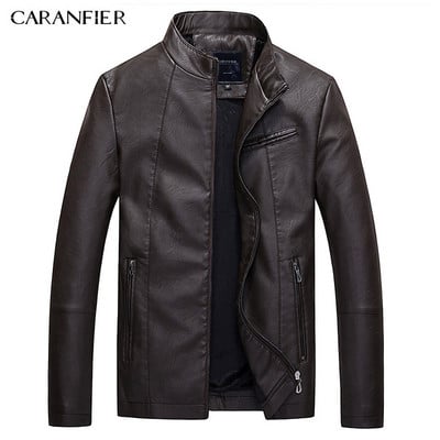 CARANFIER Muške kožne jakne Zimski kaputi Muški Velvet Debela modna umjetna vanjska odjeća Pilotska biciklistička motociklistička muška poslovna jakna
