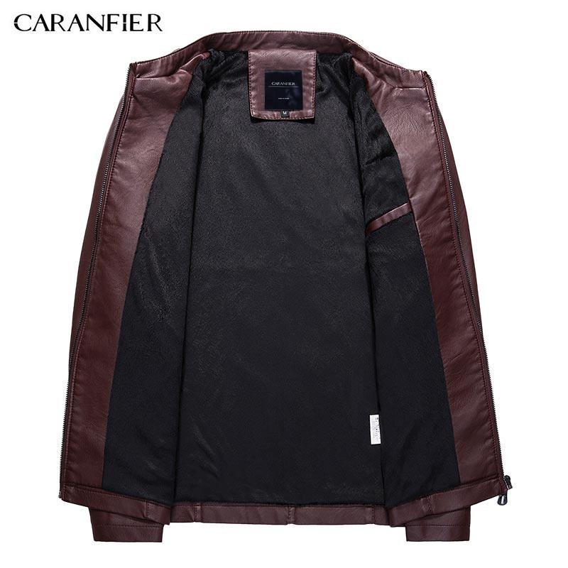 CARANFIER Muške kožne jakne Zimski kaputi Muški Velvet Debela modna umjetna vanjska odjeća Pilotska biciklistička motociklistička muška poslovna jakna