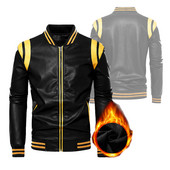 Ανδρικό δερμάτινο τζάκετ φθινοπώρου/χειμώνα Νέα μοτοσυκλέτα τεχνητό δέρμα λεπτό παλτό για άνδρες Μοντέρνο και αντίθετο χρώμα Air Force