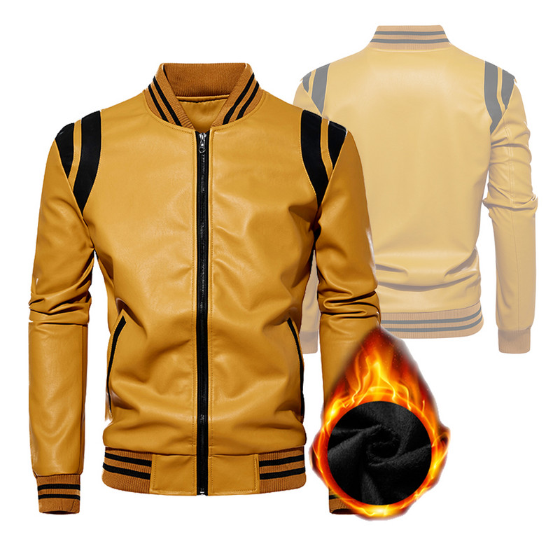 Ανδρικό δερμάτινο τζάκετ φθινοπώρου/χειμώνα Νέα μοτοσυκλέτα τεχνητό δέρμα λεπτό παλτό για άνδρες Μοντέρνο και αντίθετο χρώμα Air Force